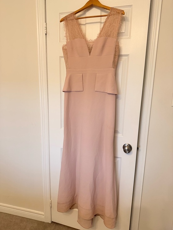 BCBGMaxAzria Dresses & Skirts - BCBGMaxAzria Blush Lace-Trim Peplum Maxi Dress